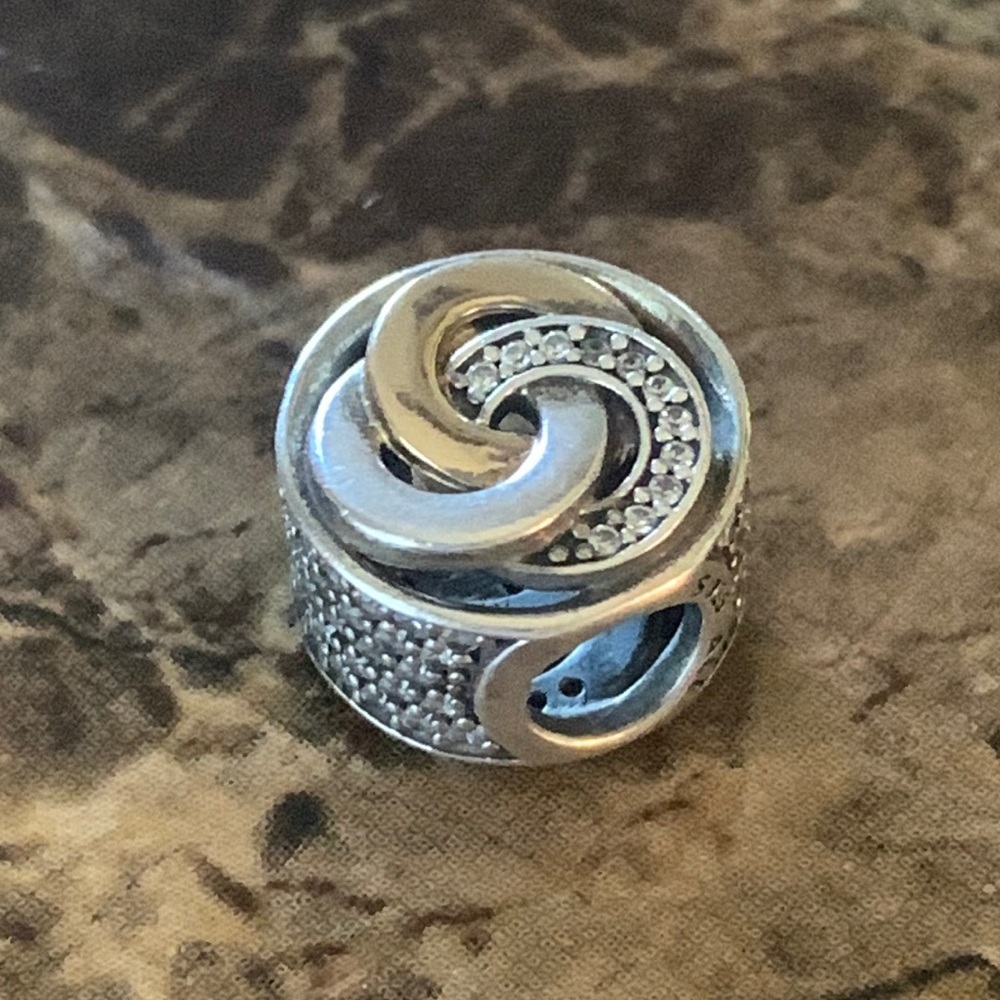 Retired Pandora Interlinked Circles Charm 2-Tone 14k and Sterling Silver